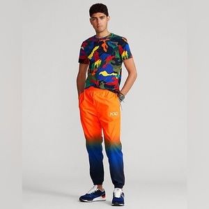 Polo Ralph Lauren Orange Blue Nylon Track Pants